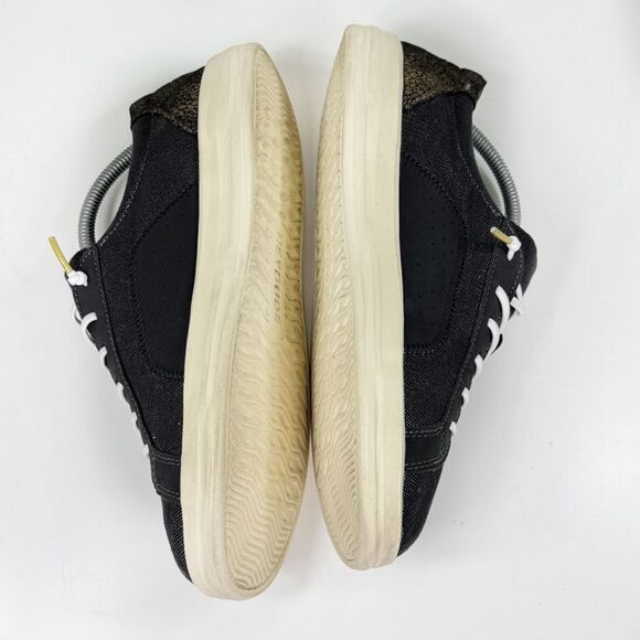 Hey Dude Karina Shimmer Lace Up Sneakers Denim Black Metallic Gold Womens 11 - Picture 5 of 12